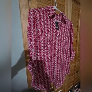 Express Red and White Women's Blouse